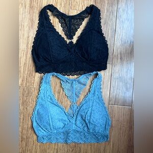 Gilly Hicks bralette Hollister Bundle lace Racerback size S black green. 1449